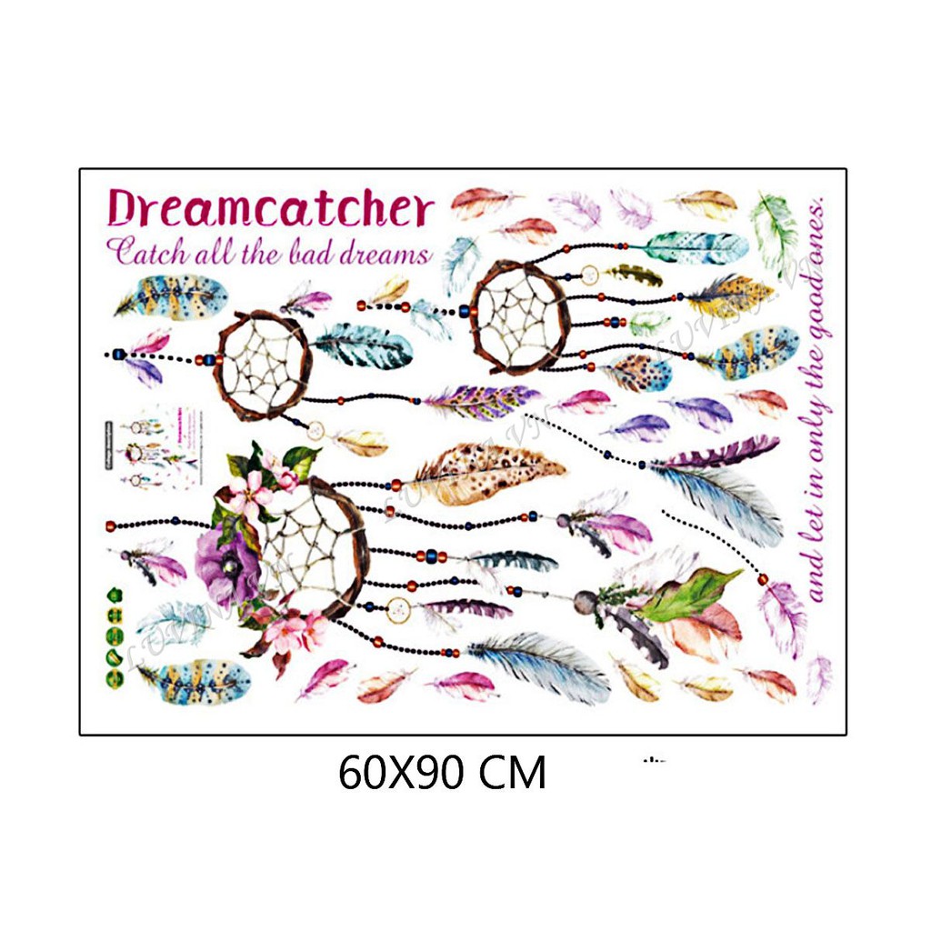 Decal dán tường LUVINA trang trí phòng khách, phòng ngủ, phòng ăn - Vòng may mắn Dreamcatcher