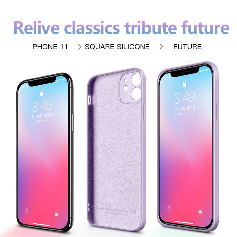 New Classic Square Liquid Silicone Phone Case For Apple IPhone 11 Pro Max 7 8 Plus Se 2020 i11 Camera Protection Fashion Casing Black Cover For IPhone11 IPhone11Pro IPhone7 IPhone8 IPhoneSE2020 IPhone7p Soft Shockproof Shell