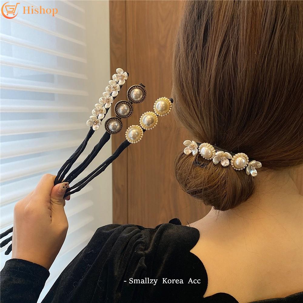 Dây Quấn Tóc Trang Trí Hoa Đính Ngọc Trai Xinh Xắn Cho Nữ Hishop