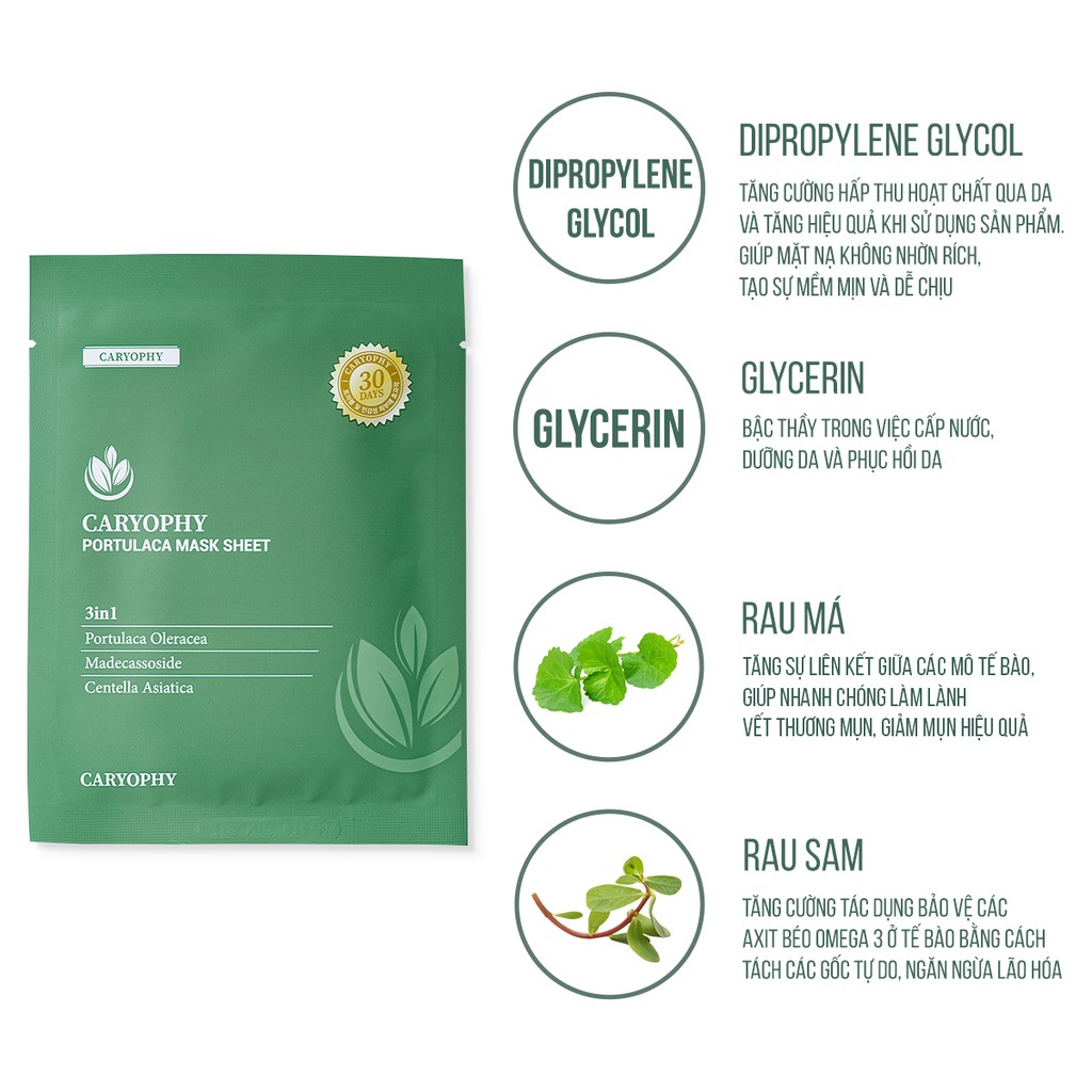 Mặt nạ giảm mụn thâm Caryophy Portulaca Mask Sheet Hàn Quốc