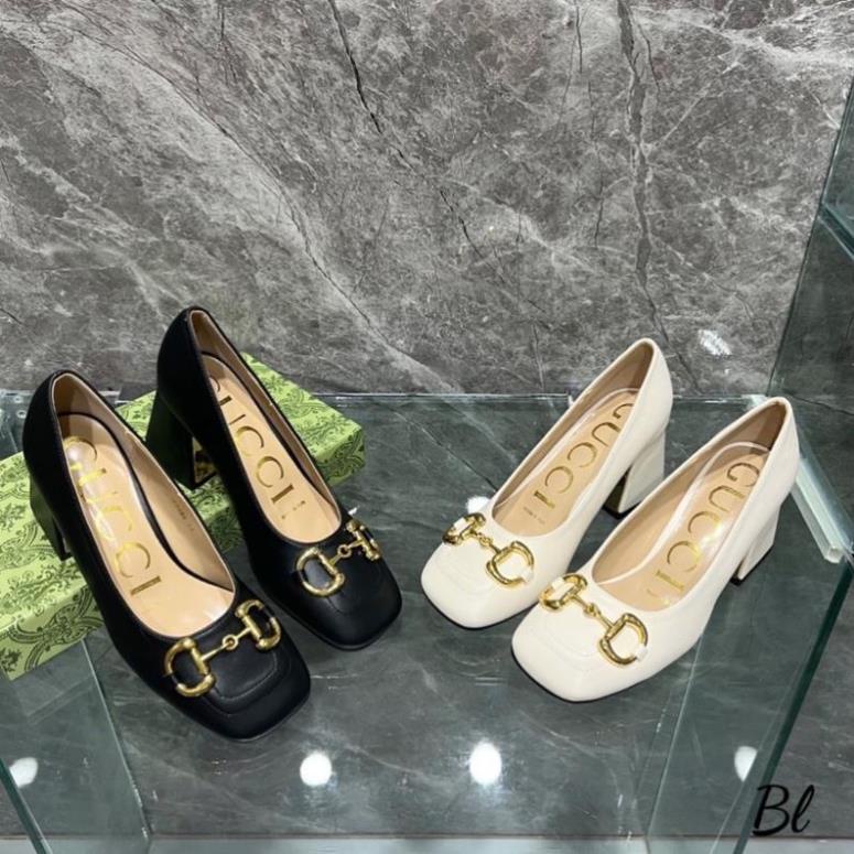 Giầy Gucci Gót Trụ 2 Màu Trắng Đen Full Size 35-39