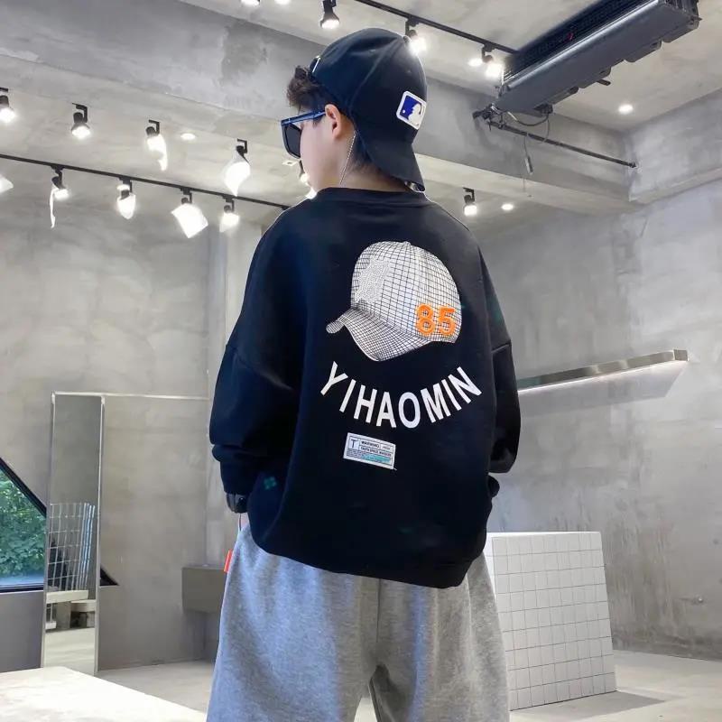 Áo Thun Thể Thao Tay Dài Chui Đầu Thời Trang Xuân Thu Cho Bé Trai