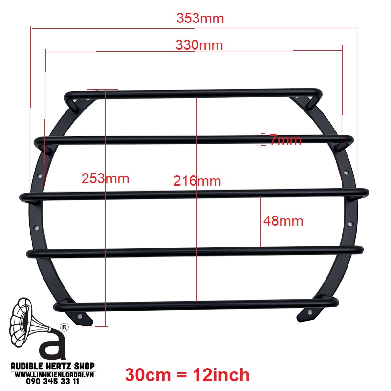 Ê căng, màng bảo vệ loa bằng sắt cho loa bass 30, 40cm
