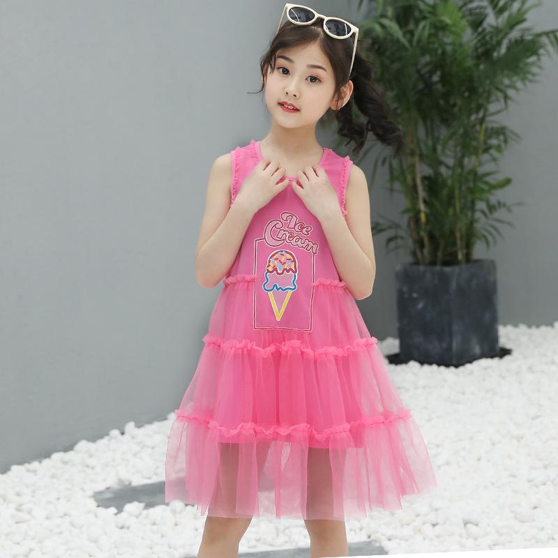 Đầm bé gái 2 dây phối lưới
