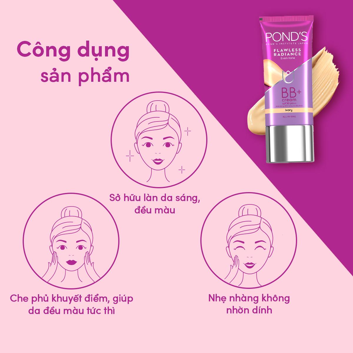 Kem trang điểm sáng da đều màu Pond's Flawless Radiance Derma+ 25g