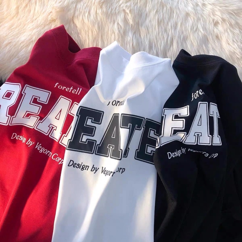 [ Rẻ vô địch ] Áo thun cotton tay lỡ dáng rộng unisex - CREAT