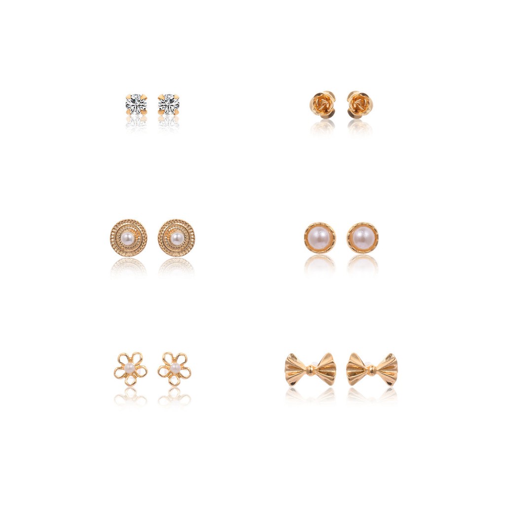 (024) Bộ Set 6 Khuyên Tai Sang Trọng Lôi Cuốn Dành Cho Nữ