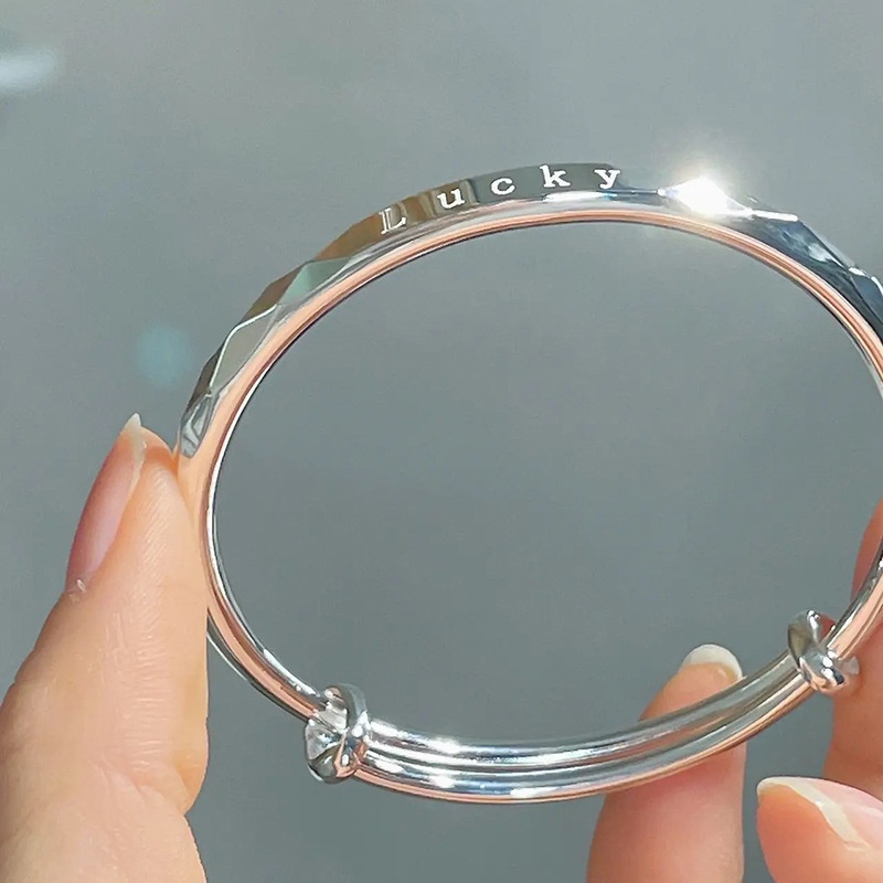 Vòng đeo tay may mắn sáng bóng có thể điều chỉnh sang trọng của Hàn Quốc dành cho phụ nữ