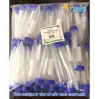 Ống nghiệm máy quay li tâm 15ml có nắp Greetmed (bịch 100 cái)