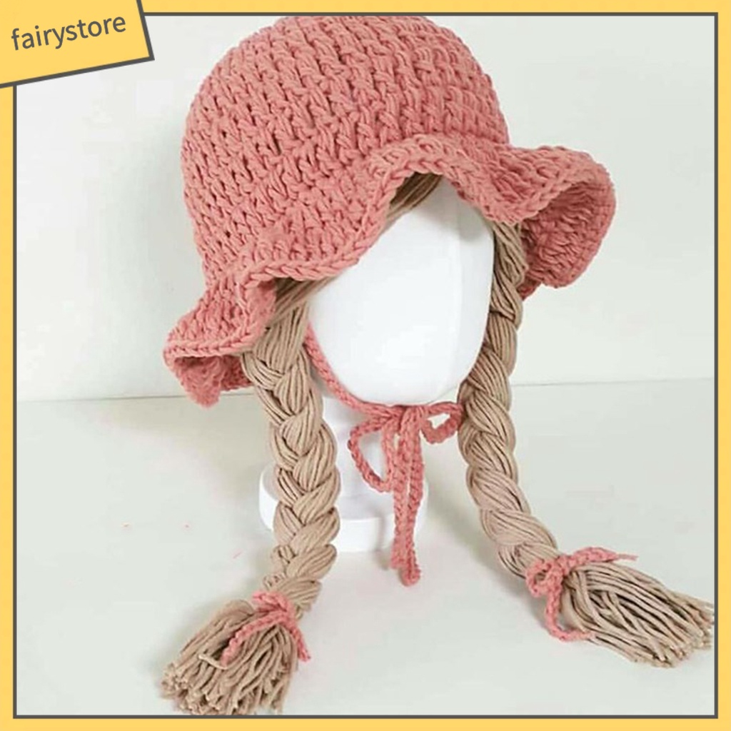 Mũ Dệt Kim Phối Tóc Giả Cho Bé Gái