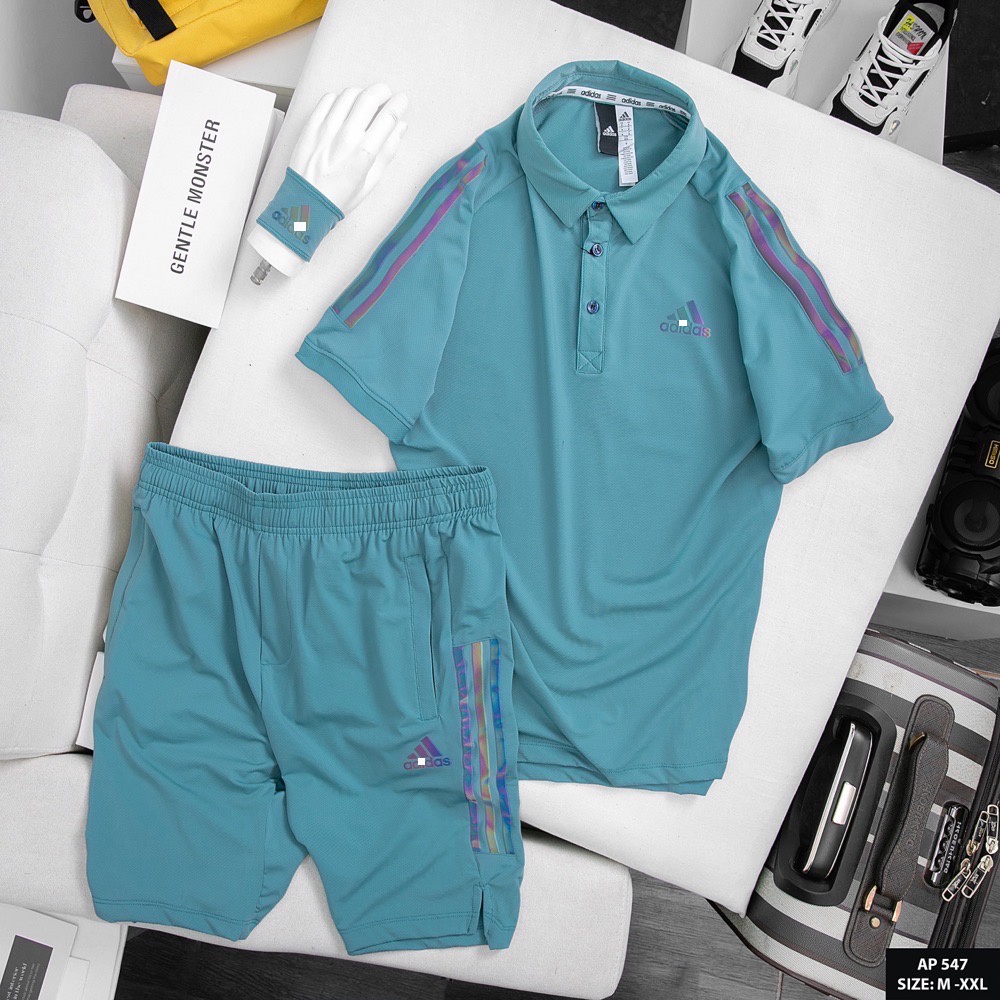 Bộ thể thao nam adidas cao cấp mùa hè cộc tay chất thun lạnh mã 547 , bộ đồ tập