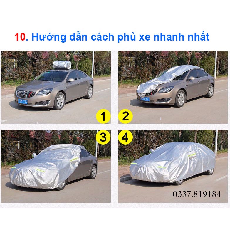 [ BH 1 NĂM ] Bạt phủ toàn xe 3 lớp Tráng Nhôm Cách Nhiệt Cao Cấp Chống Nắng, Chống xước, Chống cháy cho ô tô DC-SHOP