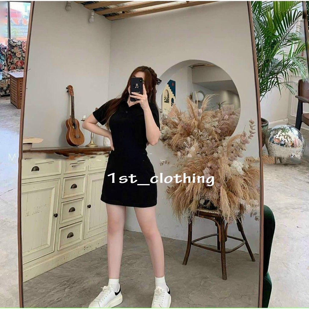 Đầm Polo Body Ngắn Tay Xinh Xắn Chất Cotton Năng Động Váy Polo Trơn Suông Cổ Sơ Mi | BigBuy360 - bigbuy360.vn