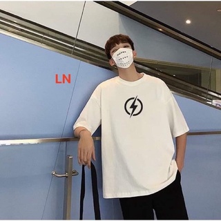 áo thun tay lỡ basic in lô gô tia sét đơn giản basic tee