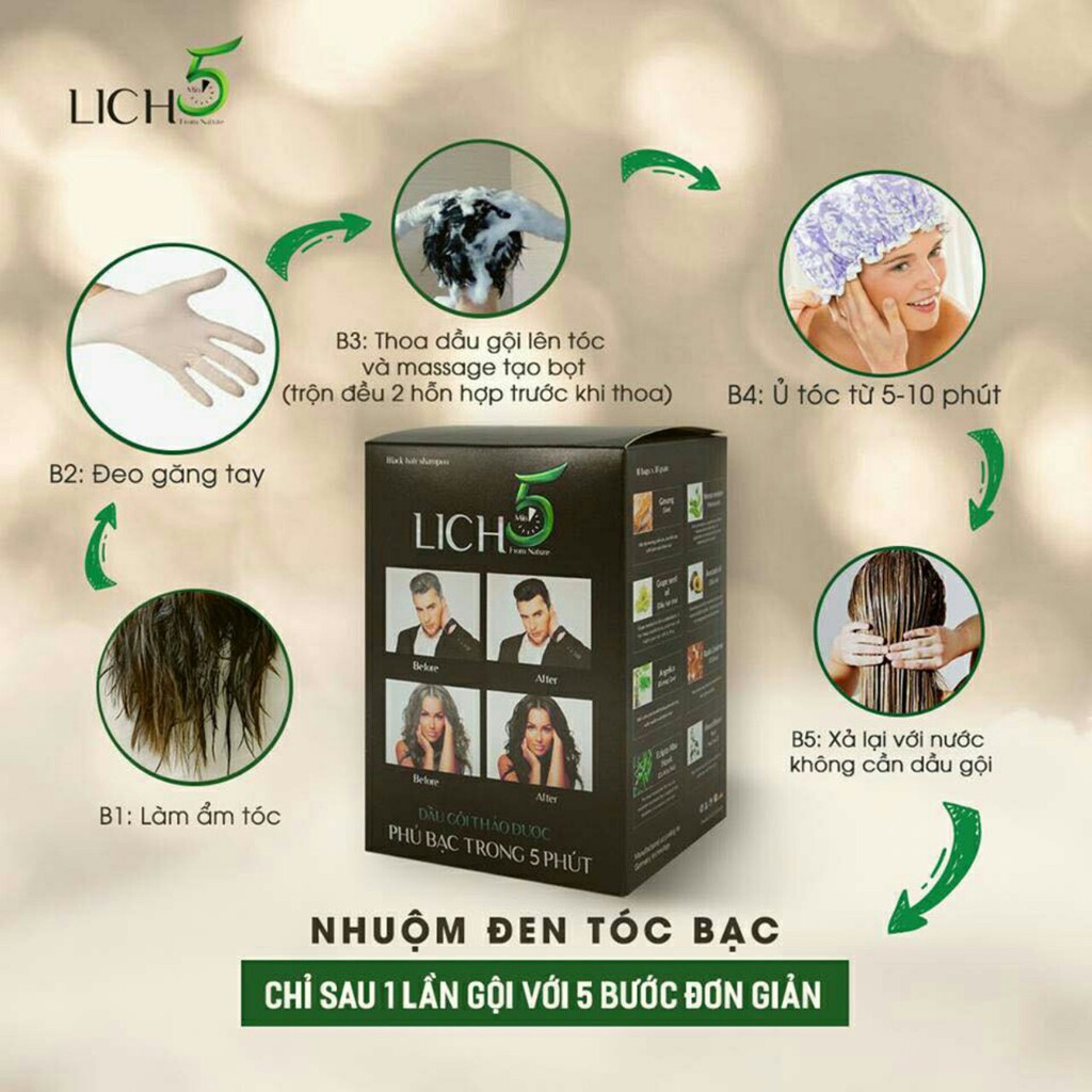 Dầu gội thảo dược phủ bạc Lich5 cỏ cây hoa lá, Dầu gội nâu tóc | BigBuy360 - bigbuy360.vn