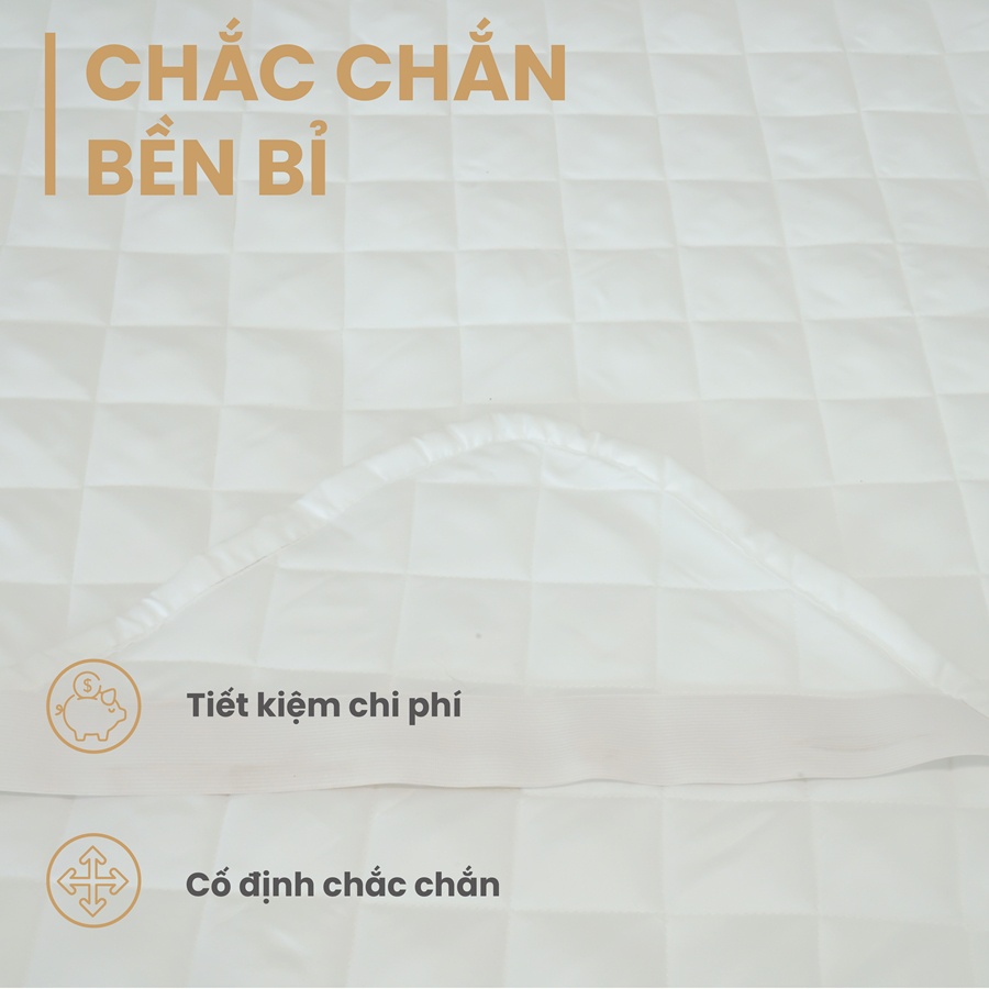 Tấm bảo vệ đệm cao cấp 3 lớp chần bông ô vuông - Ngăn nước bụi bẩn - Giữ sạch nệm