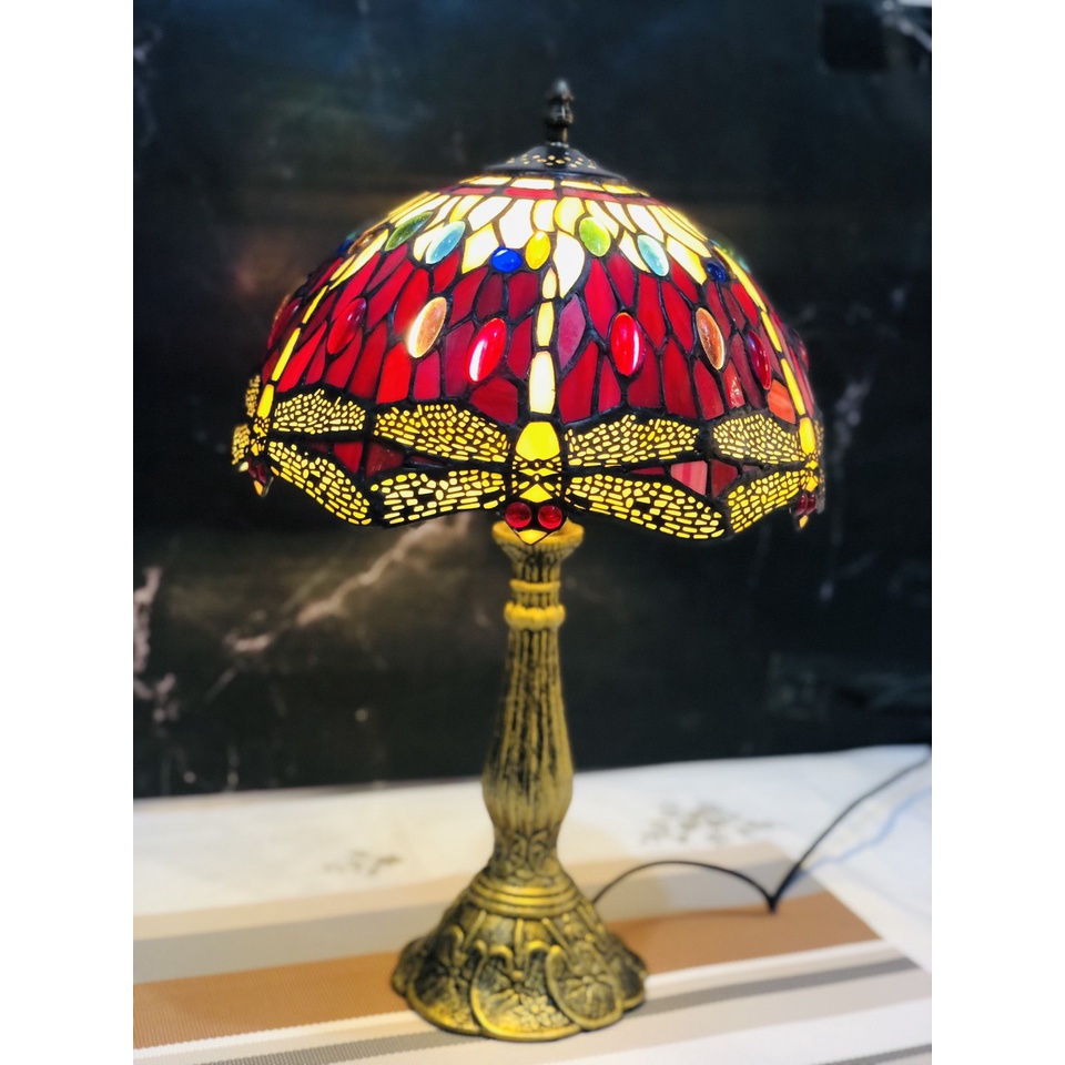 Đèn tiffany đèn để bàn Chao 30 họa tiết chuồn chuồn
