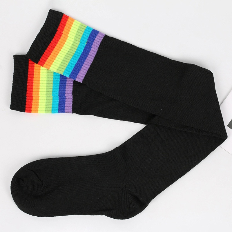 Vớ Dài Qua Gối Họa Tiết Sọc Cầu Vồng Thời Trang Dành Cho Nữ