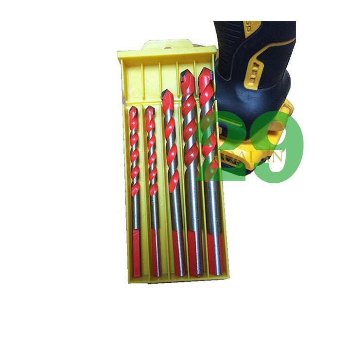 Bộ 5 mũi khoan tường, bê tông... đa năng cho máy khoan tay, bắn vít Tặng Găng Tay Bảo Hộ