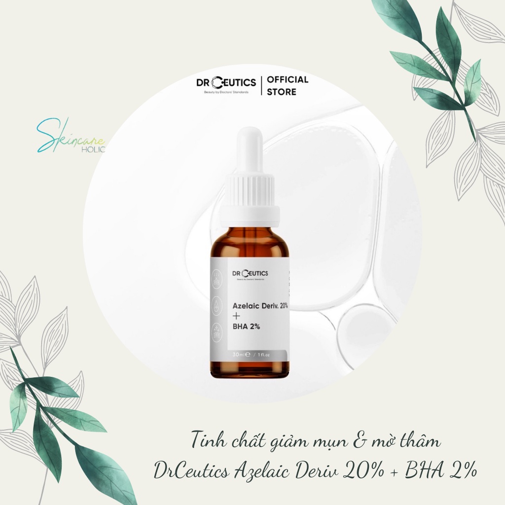 Serum DrCeutics Azelaic Deriv. 20% + BHA 2% Tinh Chất Giảm Mụn_Mờ Thâm - Chai 15ml