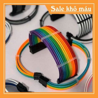 Dây nguồn nối dài mix màu bọc lưới 24Pin- 8 pin -6Pin - 4Pin cho VGA và CPU (mix màu theo yêu cầu) - Rainbow - cầu vồng
