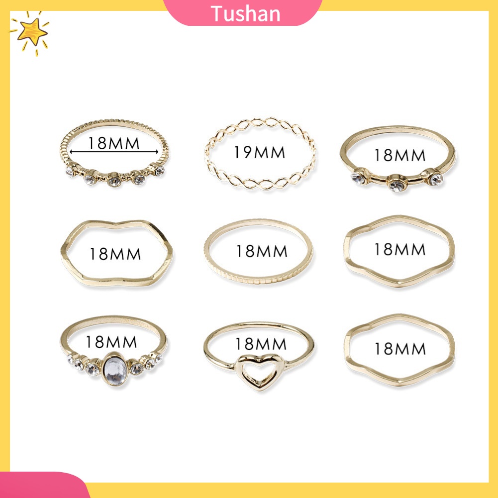 Set 9 nhẫn đeo khớp ngón tay thời trang dành cho nữ