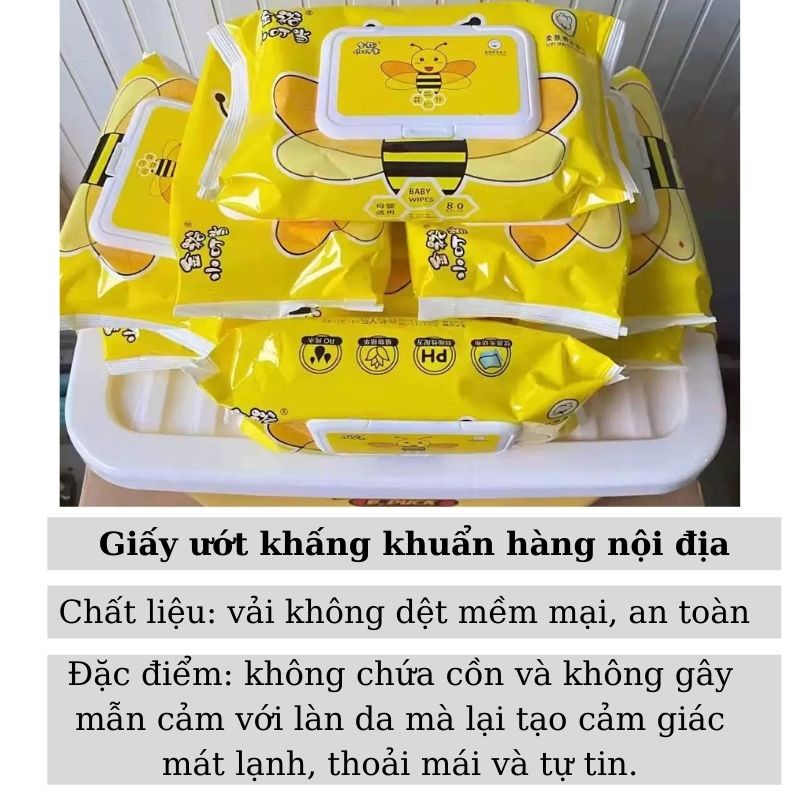 Giấy ướt kháng khuẩn con vịt vàng hàng chuẩn nội địa cao cấp