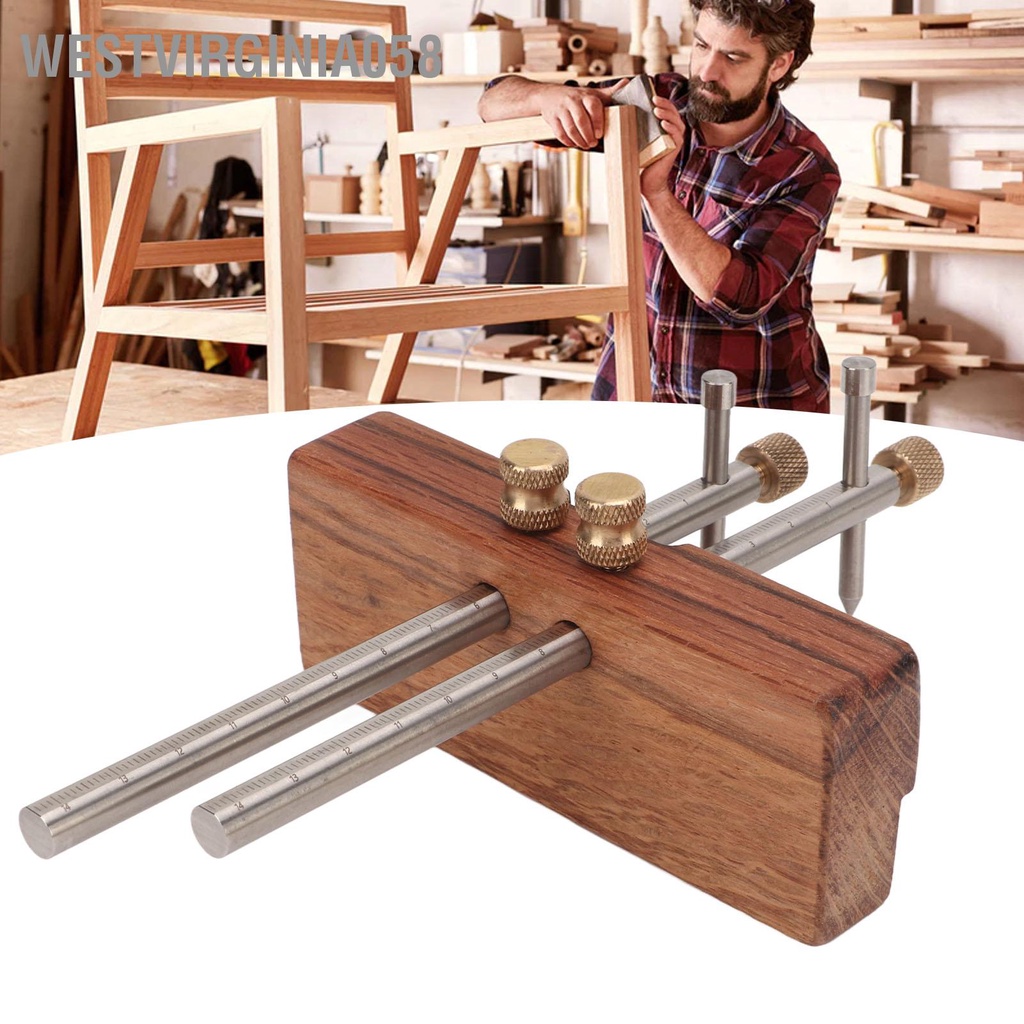 Có thể bán buôn Máy đo đánh dấu chế biến gỗ vạch kép Thanh kéo bằng thép không gỉ lỗ mộng cho Ngói gốm kim loại Westvirginia058 Hàng giao ngay