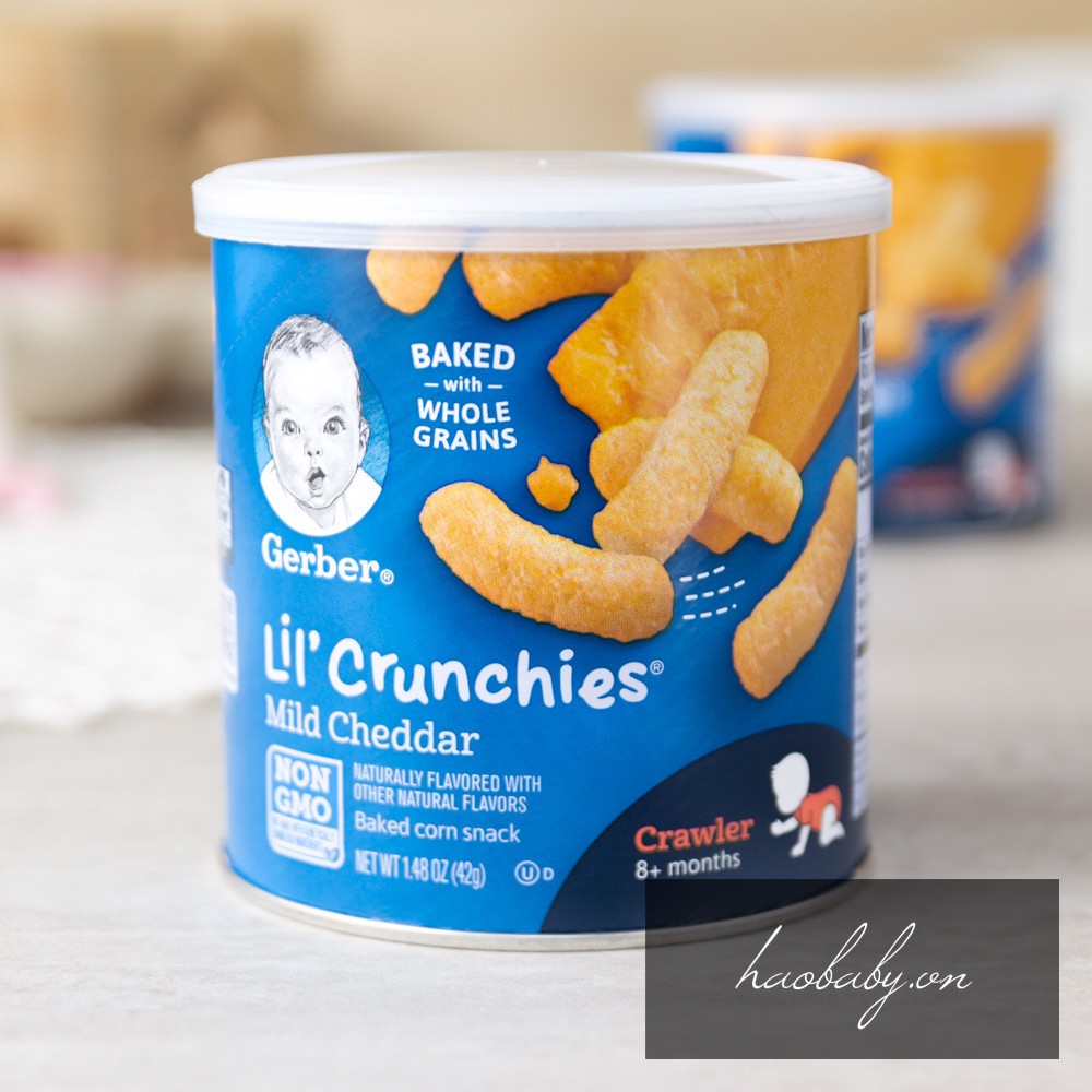 [Hàng Usa] Bánh Gerber lùn Lil' Crunchies phô mai dạng que, đồ ăn dặm Gẻber cho bé từ 8 tháng tuổi