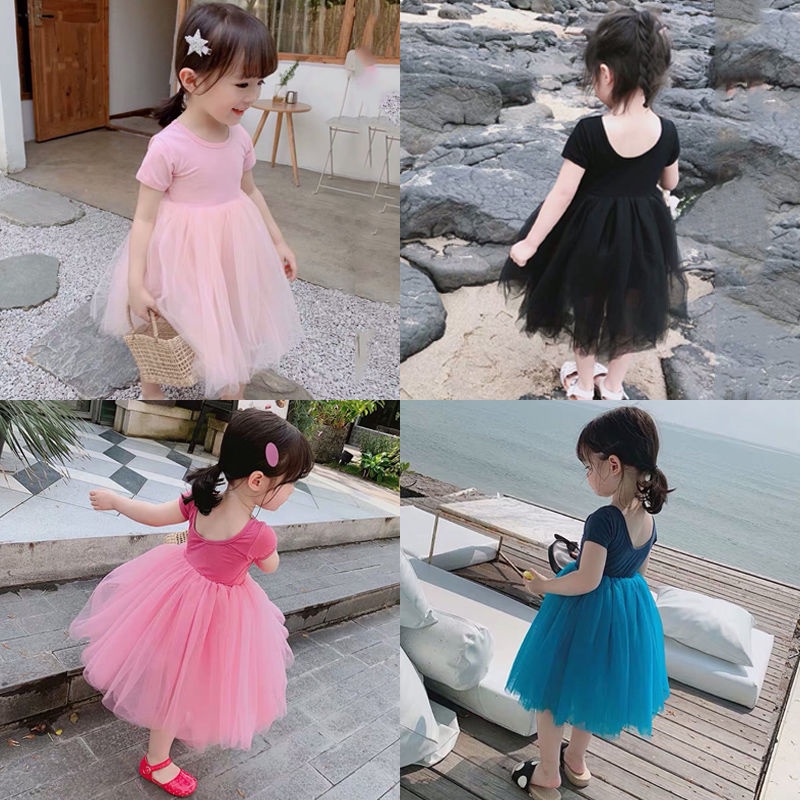 Đầm Công Chúa Mùa Hè Năm 2021 Tay Lửng Hở Lưng Thời Trang Cho Bé Gái