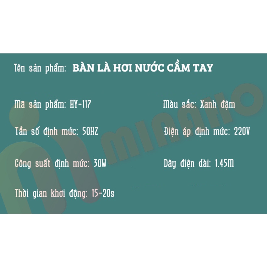 Bàn Ủi Hơi Nước Cầm Tay Mini MINAHOSTORE - Bàn Là Du Lịch Nhỏ Gọn Tiện Lợi Công Suất Lớn