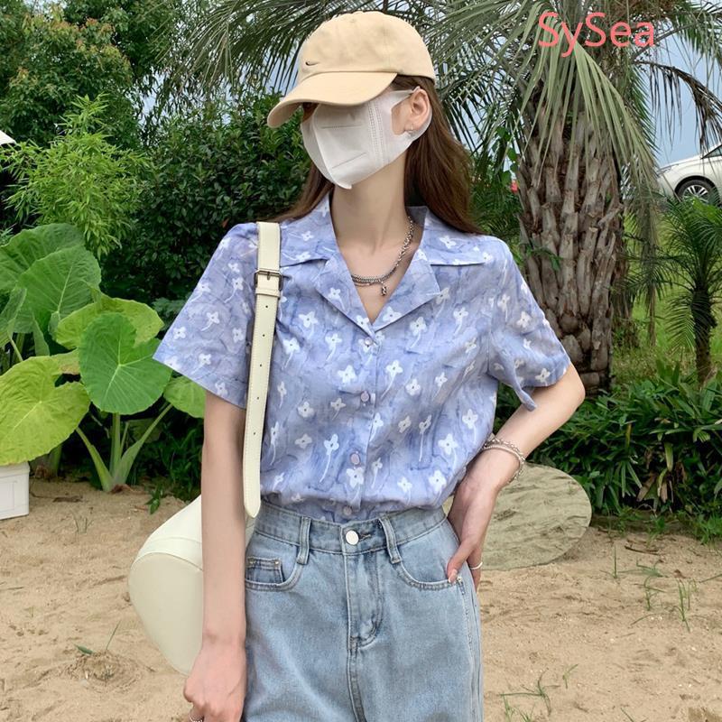 Áo Sơ Mi Ngắn Tay Họa Tiết Hoa Thời Trang Mùa Hè Cho Nữ