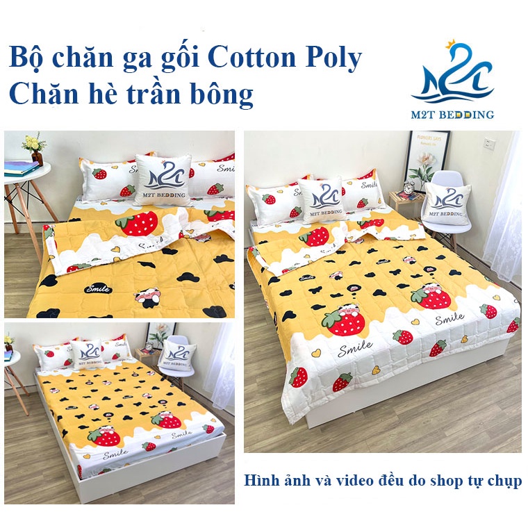 Bộ chăn ga gối hè cotton poly M2T Bedding, chăn hè trần bông họa tiết mền đáng yêu | BigBuy360 - bigbuy360.vn