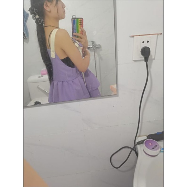 Váy hai dây Elesa đính hoa màu tím mộng mơ có bigsize 70kg