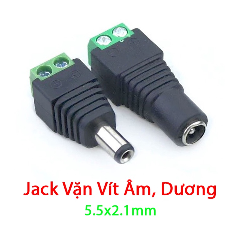 Giắc nối nguồn DC 5.5x2.1mm, Jack nối nguồn DC, jack chuyển đổi đầu ra nguồn DC sang dạng DC tròn 5.5x2.1mm