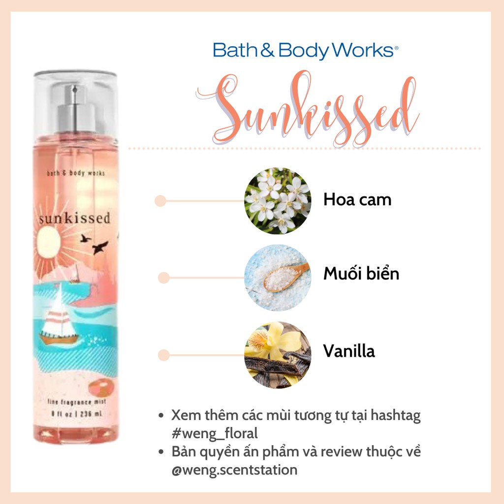 Xịt thơm toàn thân Bodymist Bath & Body Works mùi Sunkissed