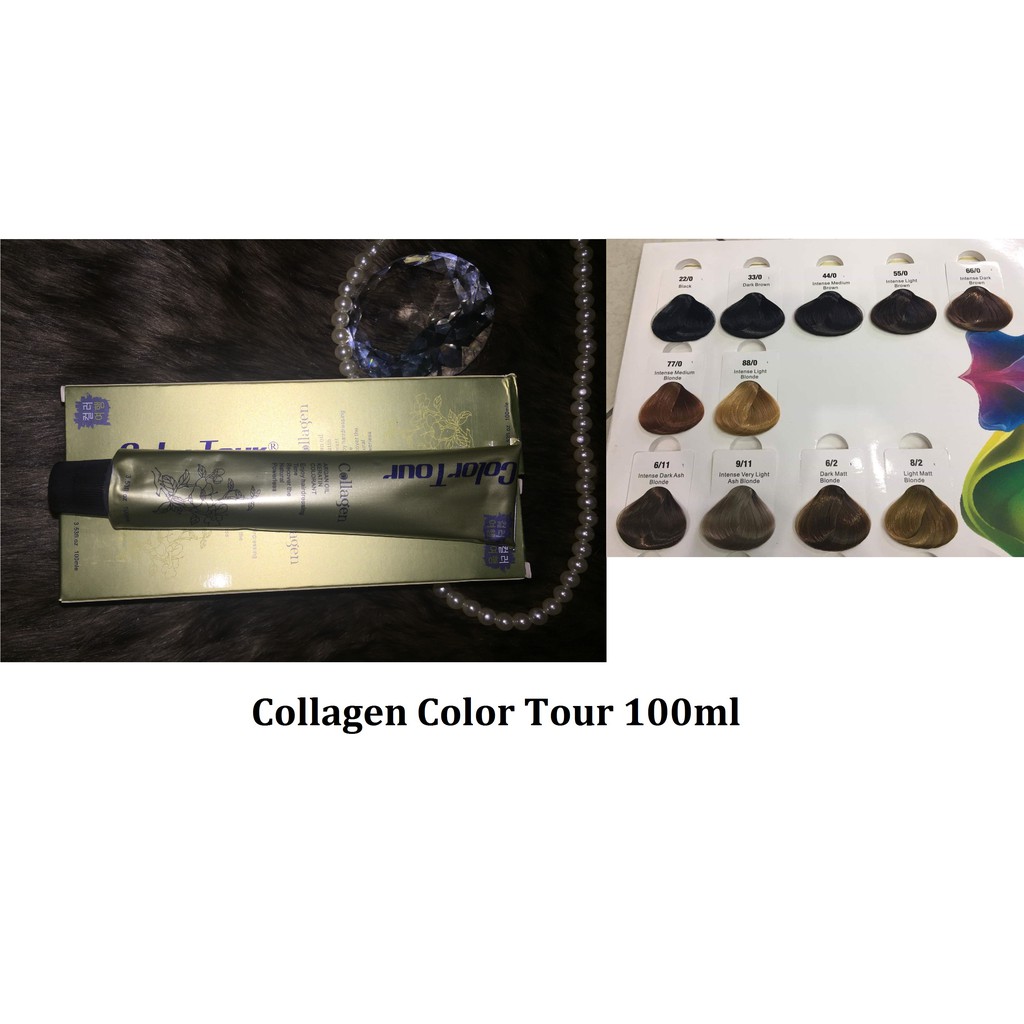 Thuốc Nhuộm Tóc Color Tour Collagen Aurane 100ml Màu Tự Nhiên - Xanh - Xám