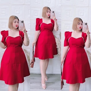 (SHOP TÁO ĐỎ BIGSIZE 50kg đến 90kg ) đầm xoè ngực viền đá