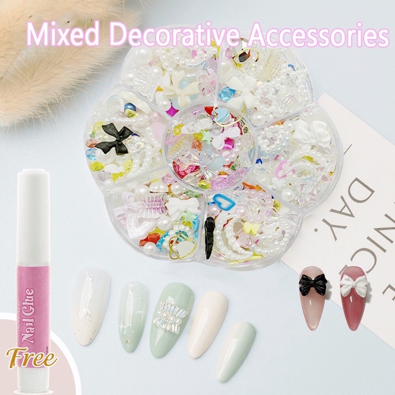 Set phụ kiện charm nail 7 ô