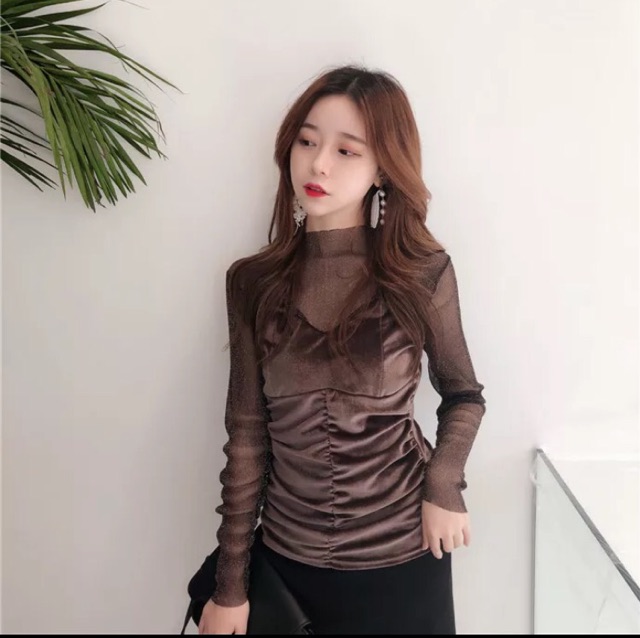 Áo nhung pha kim sa