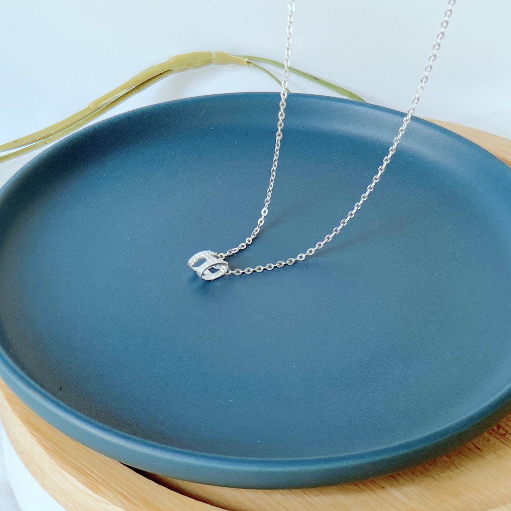 Dây chuyền bạc Ý 925 mặt chữ H cao cấp đính đá pha lê sang trọng