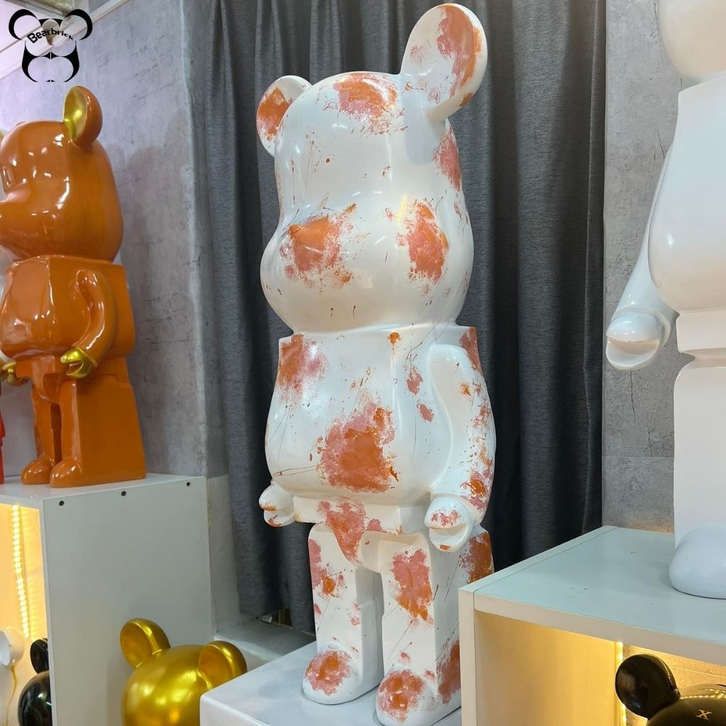 Bearbrick, gấu bearbrick 1000 cỡ lớn 80cm, mẫu lá mùa thu màu sắc  hồng cam chất liệu nhựa cao cấp - Chin Official Store