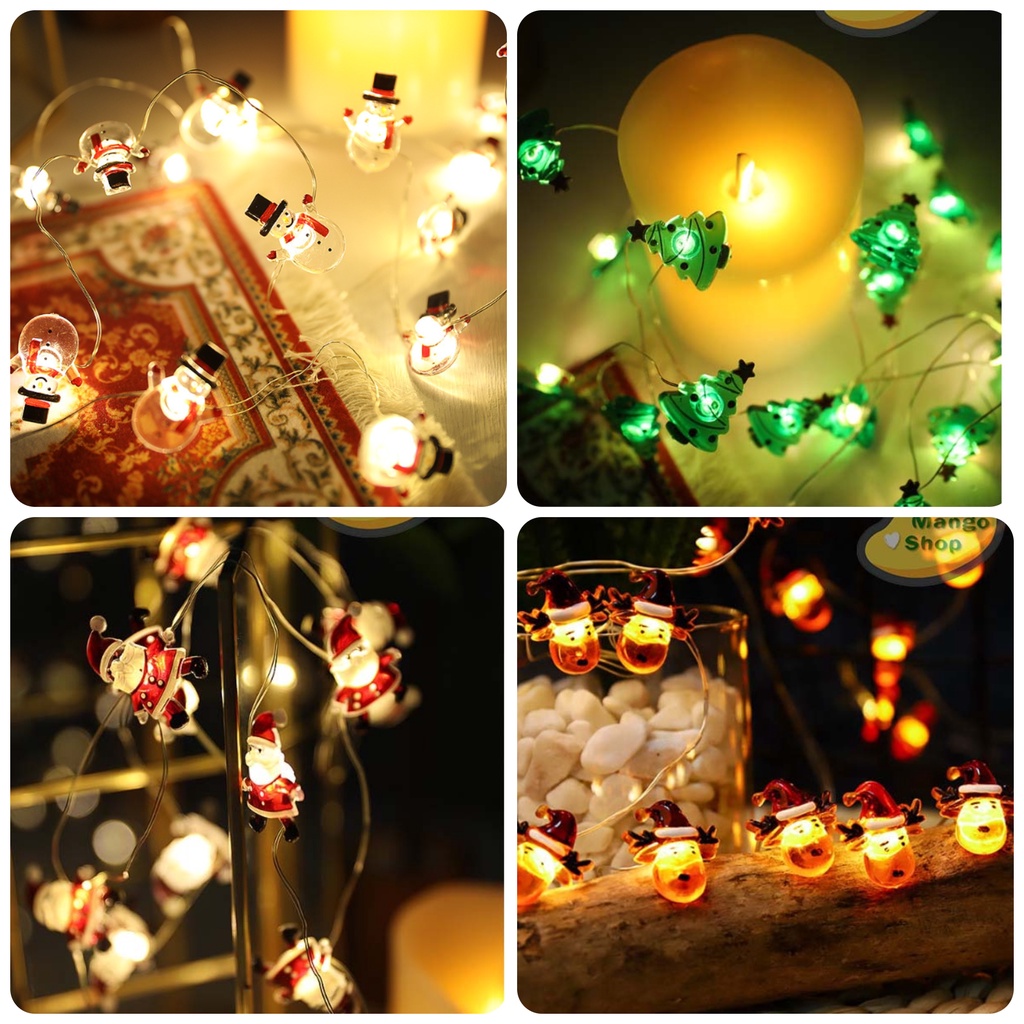 Đèn LED 2M Trang Trí Noel Giáng Sinh Bông Tuyết Dùng Pin