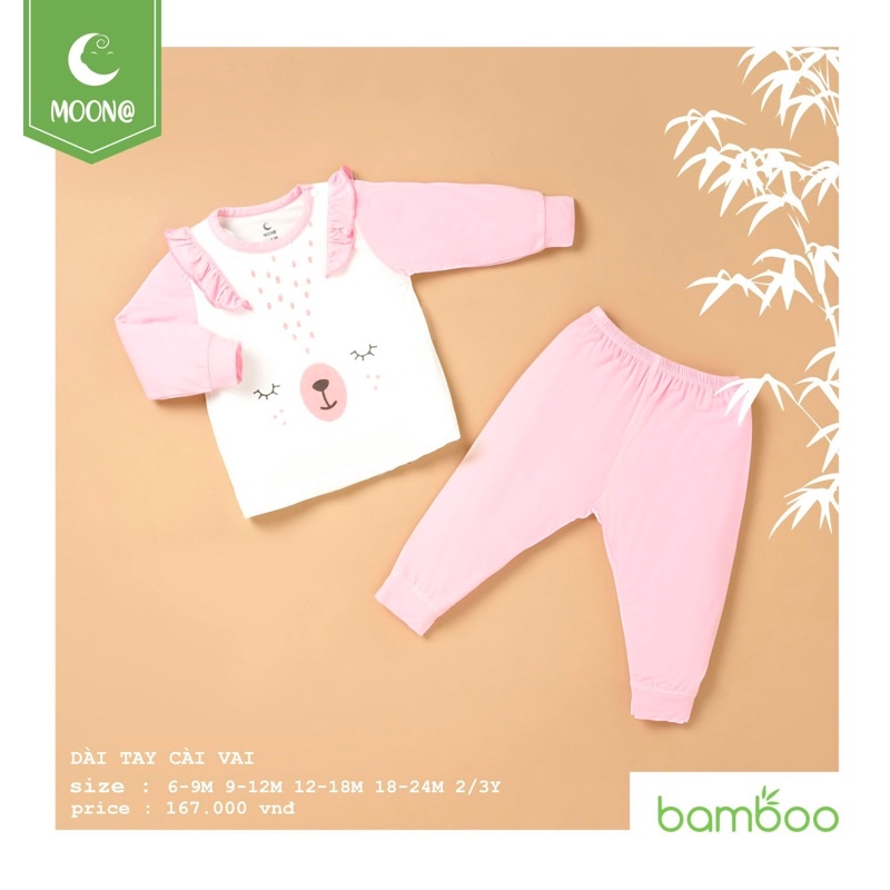 Bộ dài tay vải bamboo cho bé mặc điều hoà