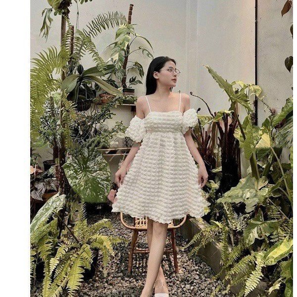 Đầm Babi Doll Form Xòe tiểu thư Xốp quảng châu