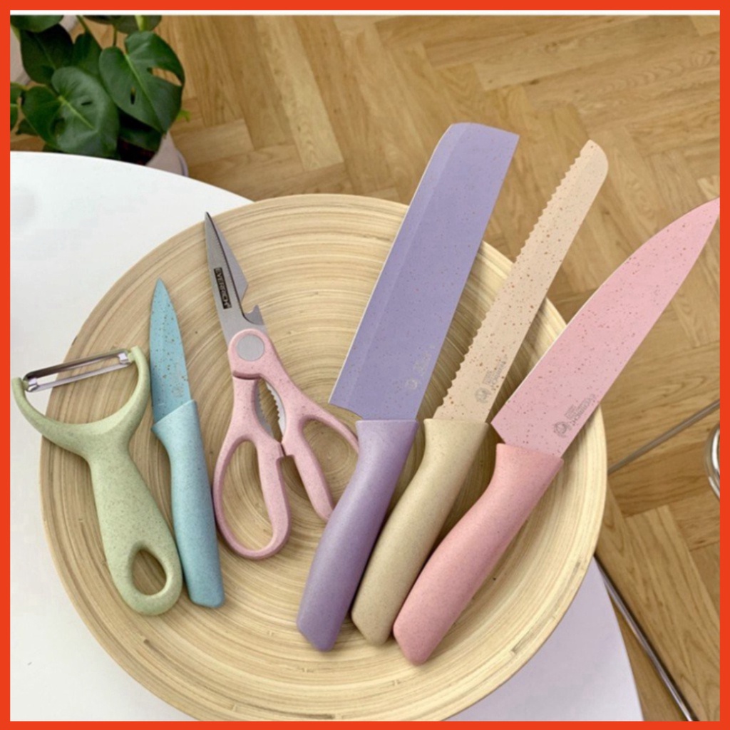 Bộ dao kéo  lúa mạch cao cấp 6 món chi tiết chuyên dụng cho căn bếp