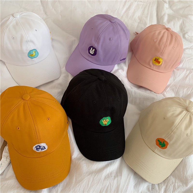 Mũ lưỡi trai thêu hình hoạt hình dễ thương nhiều màu sắc tùy chọn