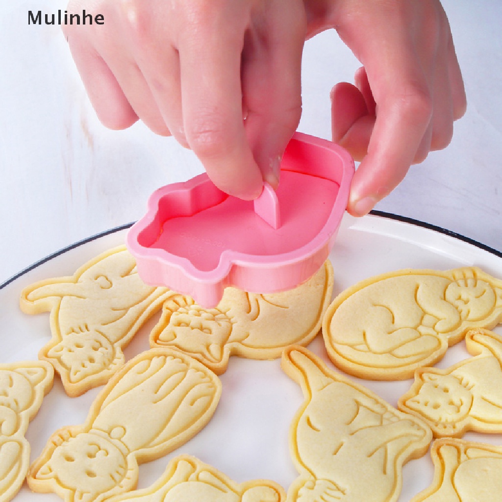 Bộ 6 Khuôn Cắt Bánh Quy Hình Chó Mèo 3D DIY