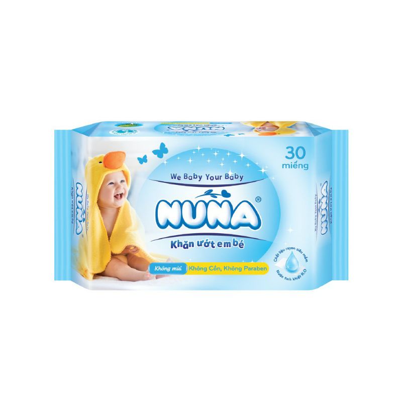 KHĂN ƯỚT KHÔNG MÙI NUNA 30 MIẾNG