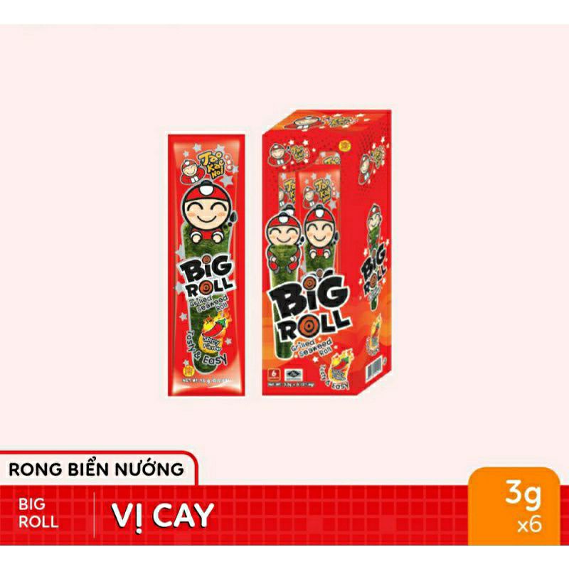 Snack rong biển taokaenoi Big Roll vị truyền thống,cay, mực, BBQ 3 6gk
